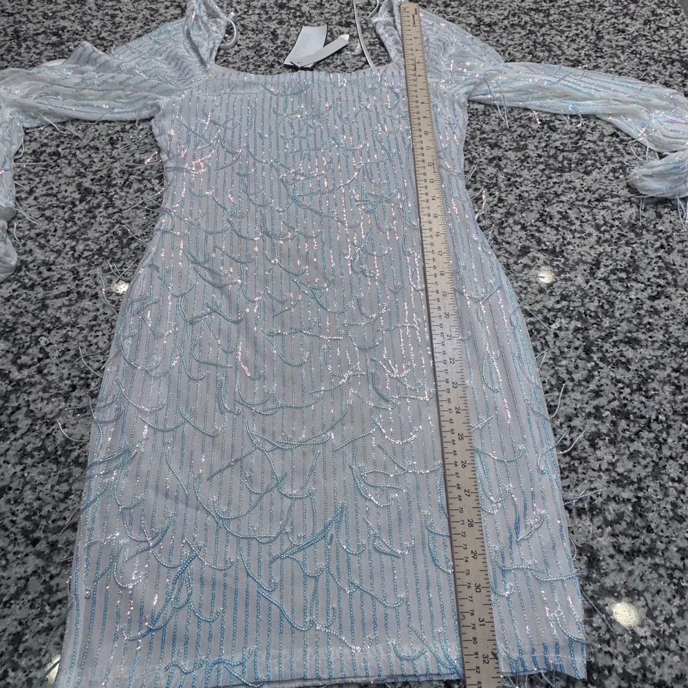 NWT Speechless Women Size 13 White Sequin Long Sleeve Mini Dress New Year Party - Picture 7 of 12